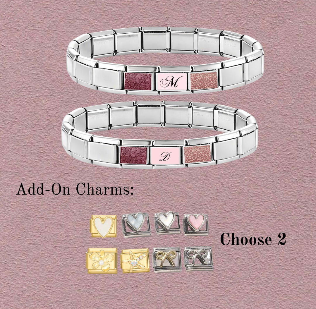 Matching Besties Photo Bracelet Set~ Includes (3 photo charms)+ (2 decorative charms) on each bracelet